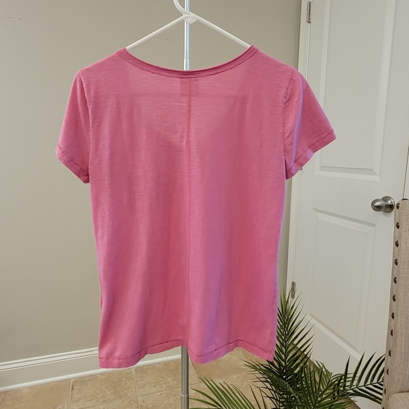 Jenni Pink Short Sleeve V-neck Shirt Medium - Picture 4 of 4